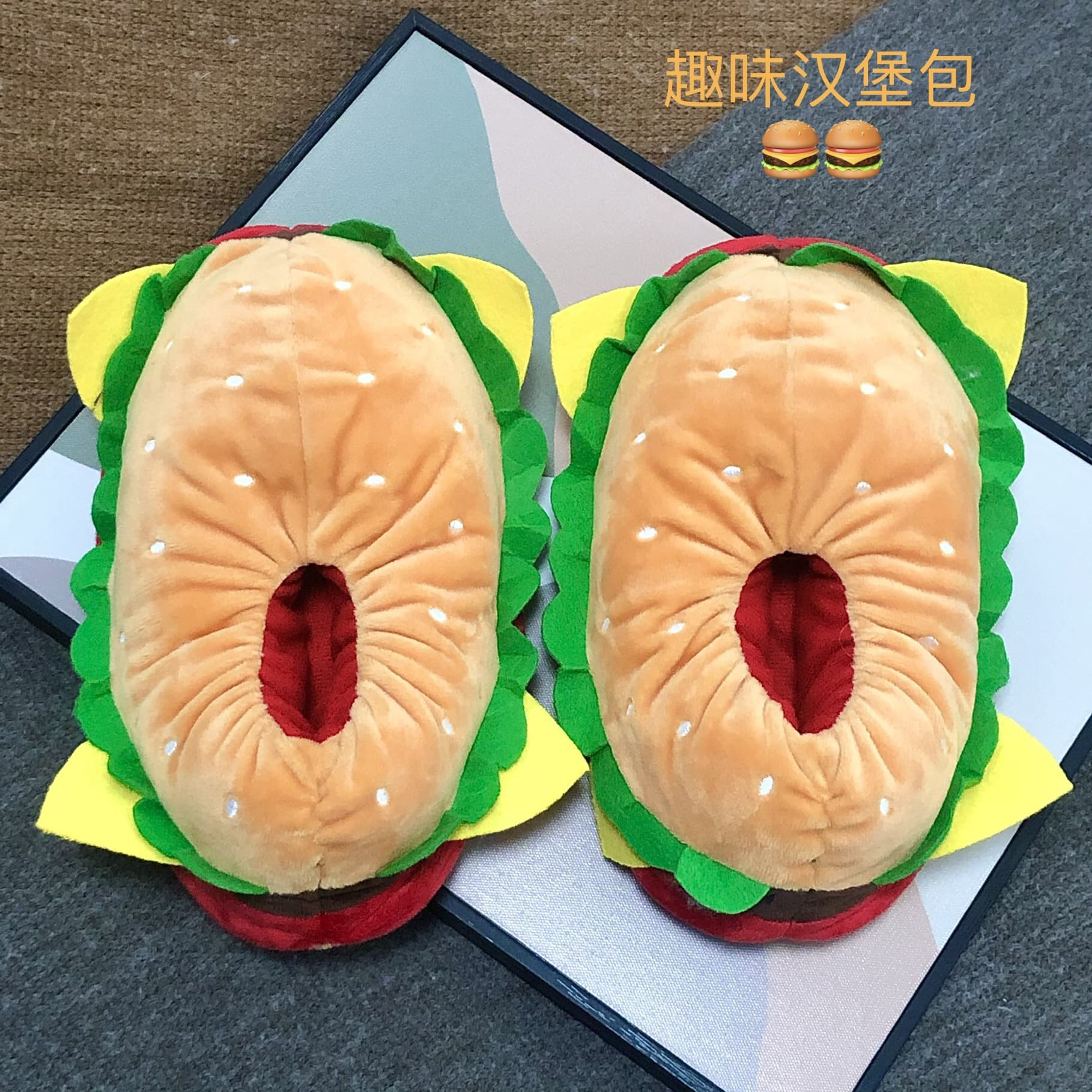Women's Cotton Slippers Hamburger Bread Warm Indoor Home Shoes Toy Cartoon Sock Shoes Household Postpartum Shoes Soft
