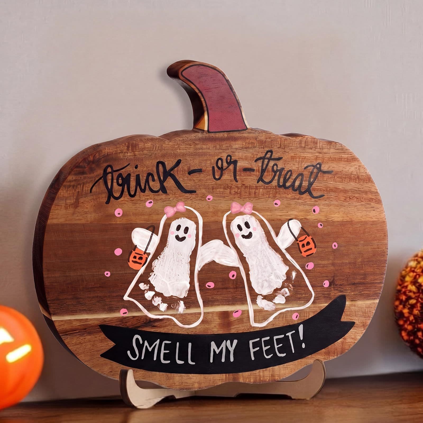 Cross-border wooden Halloween pumpkin shape tray decoration ornaments gift holiday deli cheese snack tray