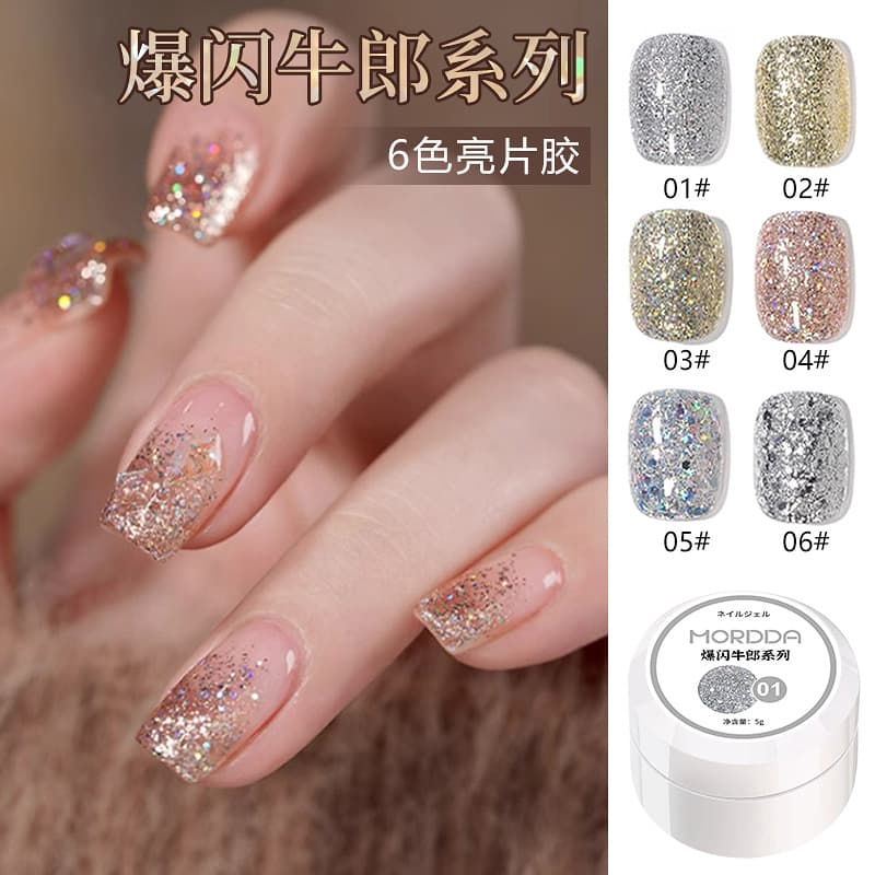 Summer Bling Cowboy Sequins Laser Gel Nail Polish 2024 New Popular Ultra Shiny Diamond Glitter Gel Cross-border Hot Sale