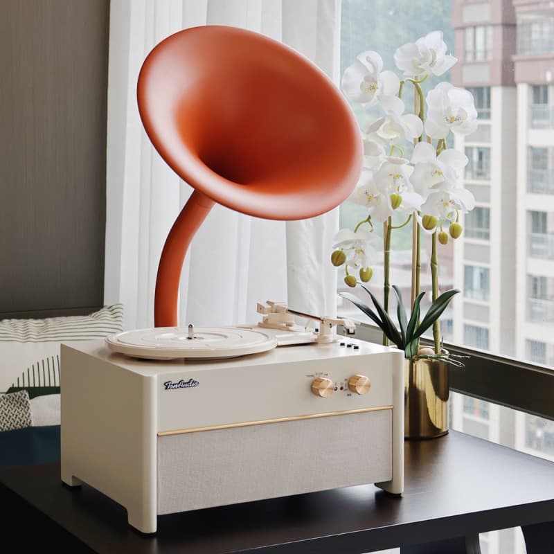Tang Dian E-007 Vinyl Record Player, Audio Phonograph, Vintage Living Room European-Style Record Player, Desktop Speaker Ornament