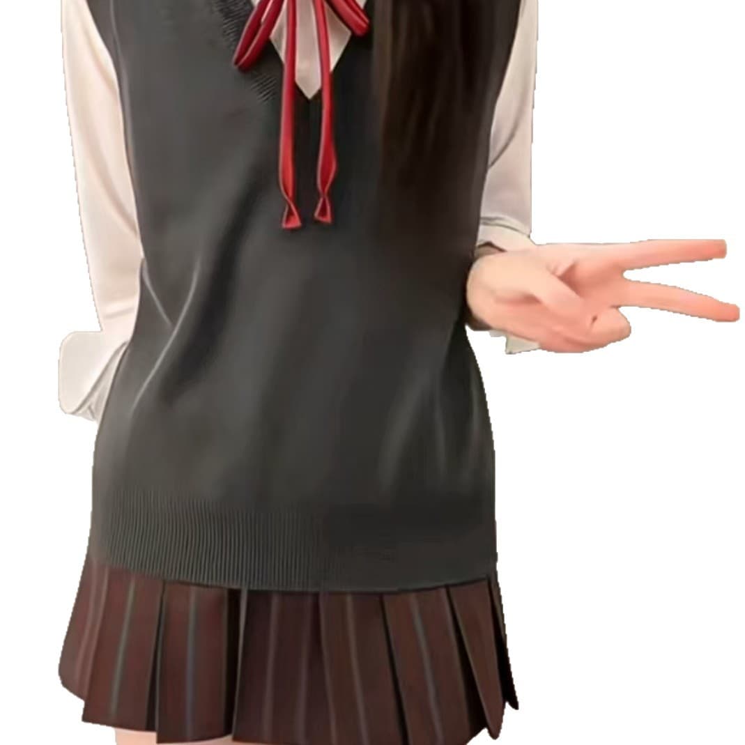 JK vest, suitable for petite women, Japanese style, sweet and suitable for school, commuting, versatile, layered with solid color basic sweater vest.