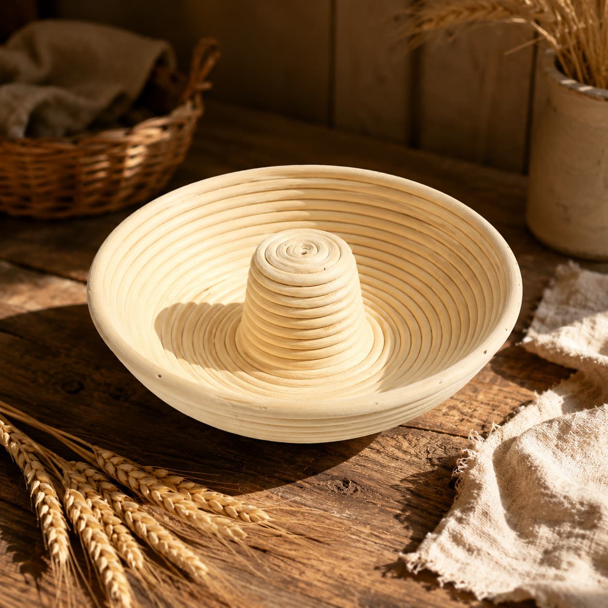 Handwoven Round Banneton with Liner for Sourdough Dough Proofing