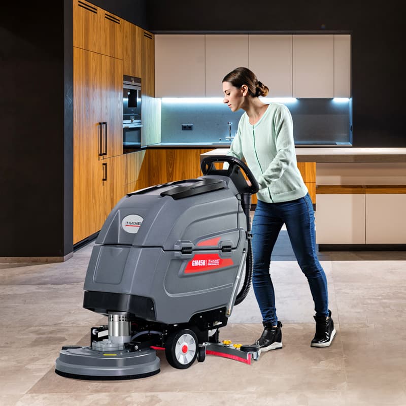 Floor washing machine battery type GM45B Gaomei hand push floor washing machine factory floor washing machine is sturdy, durable and compact