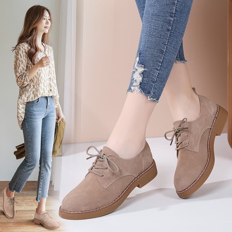 Vintage 2024 Spring/Autumn Women's Shoes British Style Single Shoe Small Leather Shoes With Lace-Up Casual Shoes For Moms Anti-S