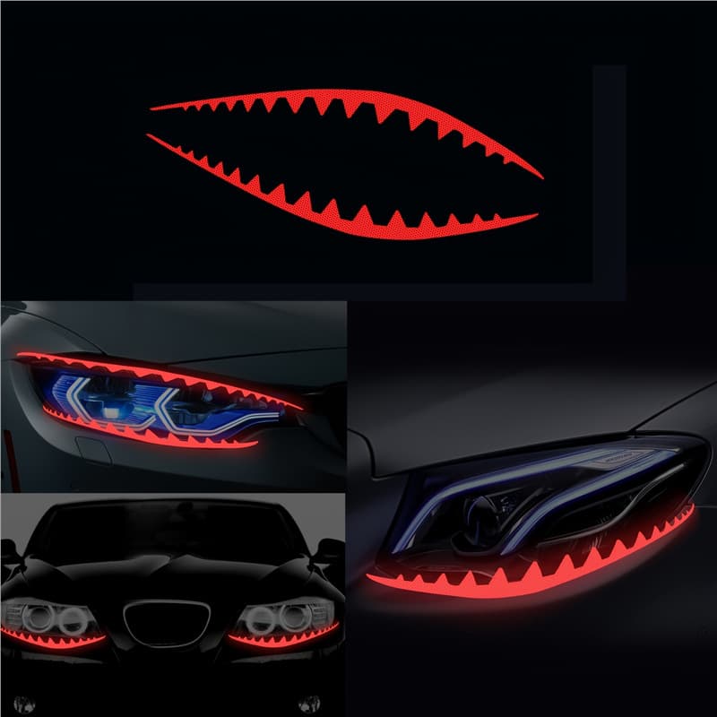 Cross-border TEMU Amazon 2-Pack Shark Eyeliner Car Headlight Decal Reflective Vinyl Sticker