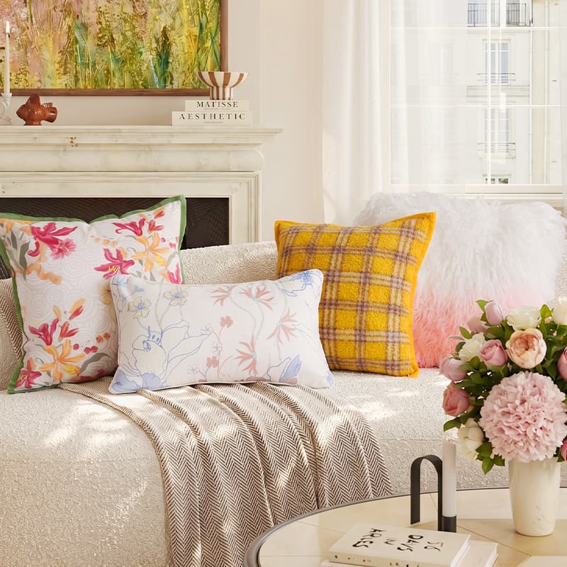 Spring flower pillow sofa cushion living room decoration cushion ins style bedroom bedside bay window cushion cushion cover