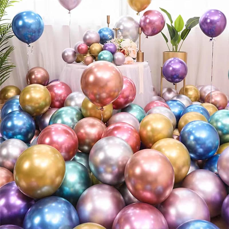 5-Inch Metallic Latex Balloons, Trendy Pearl Metallic Balloons, Mall Scene Decoration, Birthday Party Decorative Balloons