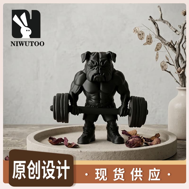 3D Printed Fitness Muscle Bulldog Figurine Desktop Decoration Creative Gift Cross-Border Wholesale