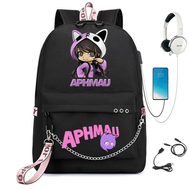 New Cross-border AliExpress Backpack Aphmau Anime Female Student Schoolbag Laptop Backpack USB Backpack