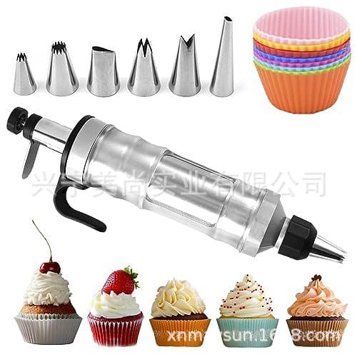 18-Piece Dessert Decorating Syringe Set Icing Piping Kit Stainless Steel Cupcake Decoration Tools