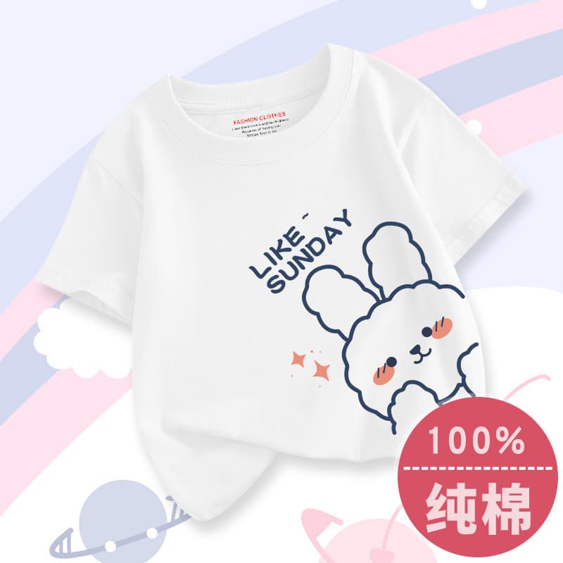 Girls Cotton T-Shirt Short Sleeve Half Sleeve Summer Clothes Soft Korean Style Cartoon Print Princess Fashion Kids Clothing