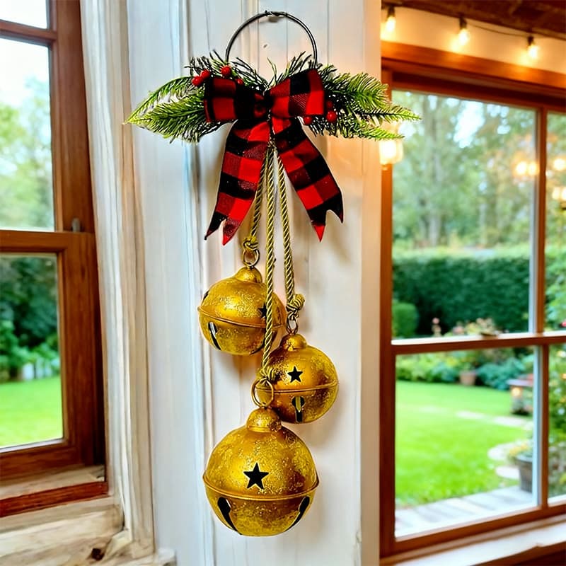 Cross-border Christmas Decorations Three Golden Bells Hangers Tree Door Ornaments Holiday Home Decor Gifts