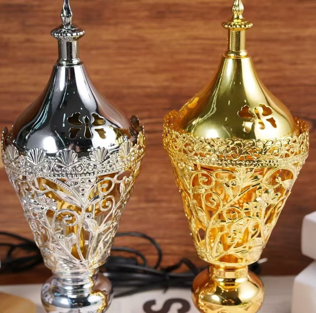 Electroplatable incense burner pattern light luxury heating aromatherapy burner urner Middle East hot selling Arab b Zhejiang crafts