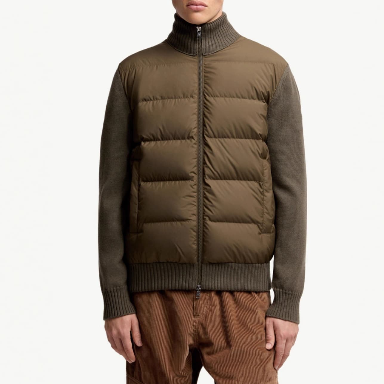 European and American Autumn Winter Knitted Spliced Stand Collar Zipper Cotton Jacket Warm Bomber Jacket Cross-Border Men's Clothing