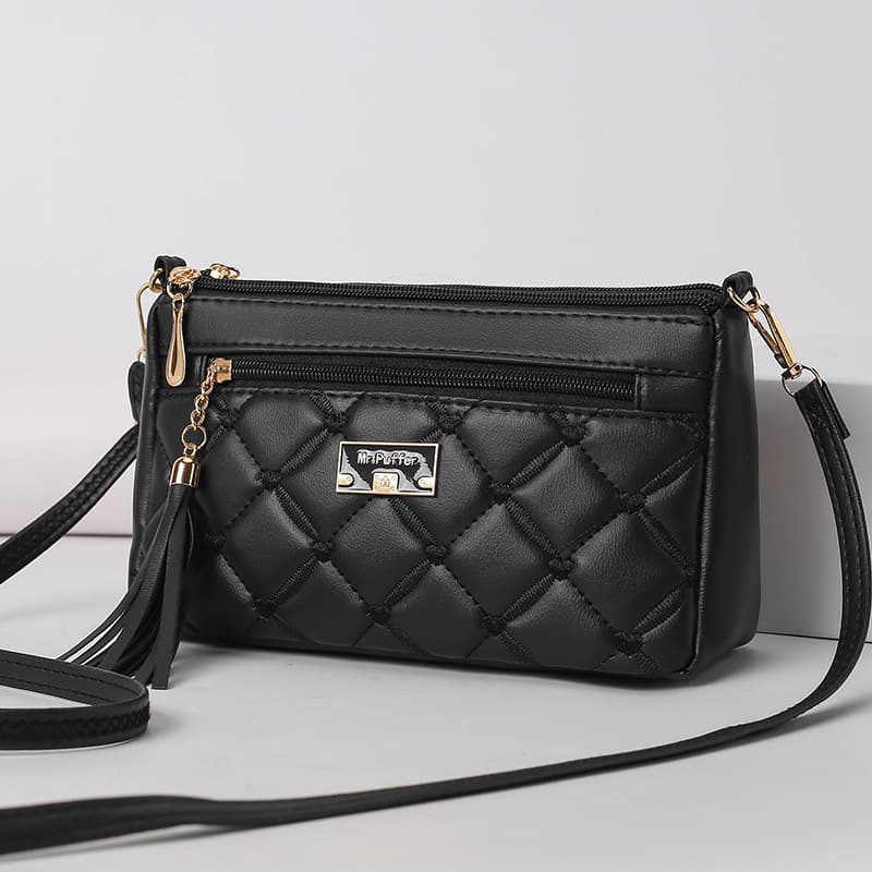 Mini Large Capacity PU Women's Crossbody Bag Summer 2024 Fashion Embroidery Contrast Color Diamond Pattern Leisure Travel Bag