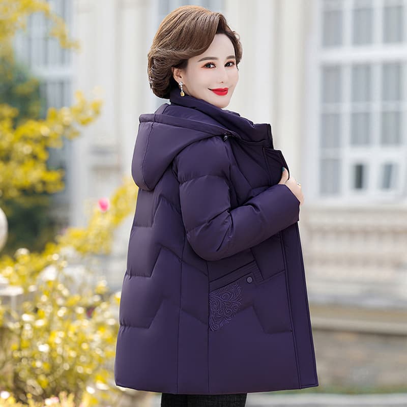 2025 New Style Mom's Down Jacket, Women's Mid-Length Thickened Coat for Middle-Aged and Elderly Grandmas, Plus Size Casual Winter Wear