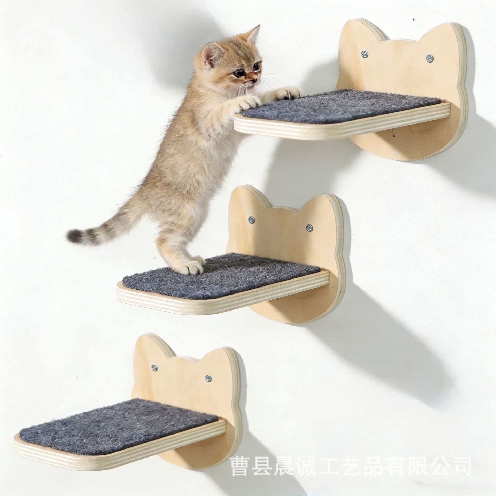Wooden Cat Climbing Tower Wall-Mounted Pet Toy Jump Platform Cat Habitat Cat Hammock Pet Climbing Ladder Scratching Board
