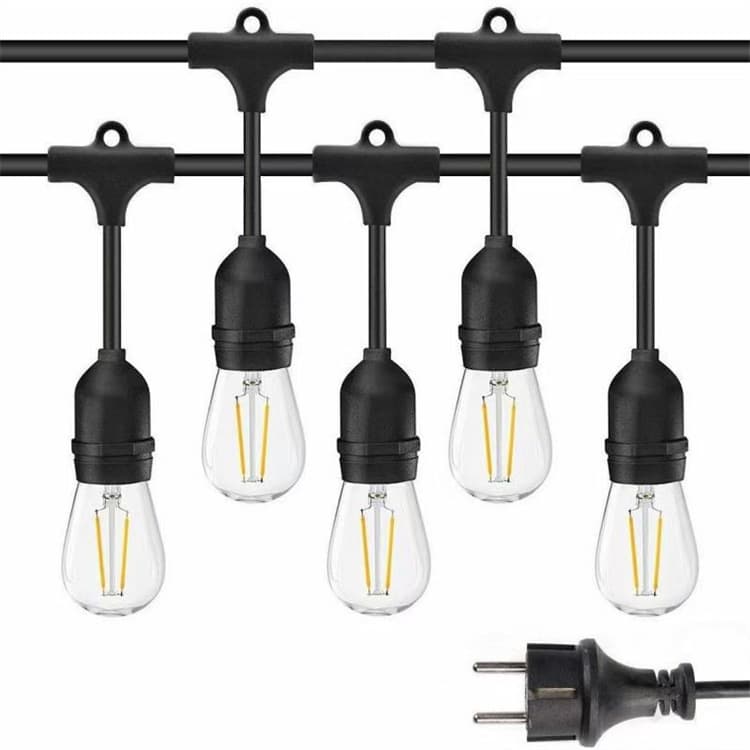 Cross-border plug-in model S14 solar string lights outdoor waterproof string lights courtyard garden US standard S14 decorative remote control