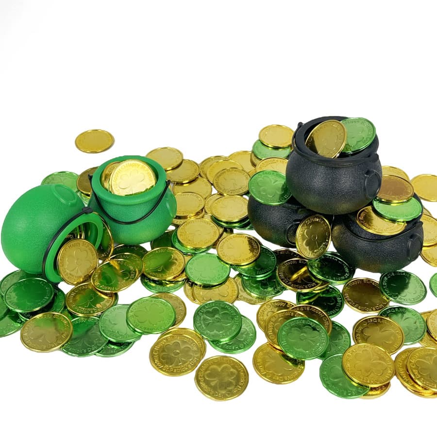 Clover gold coin Irish holiday lucky coin St. Patrick's Day green leaf coin party decoration props cross-border