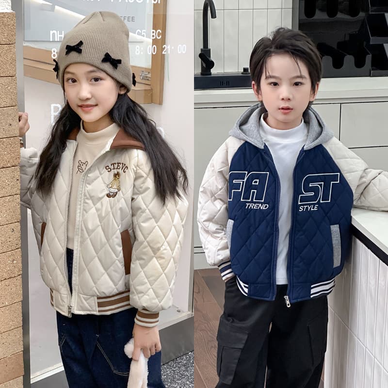 2025 New Boys Quilted Thick Jacket Girls Spring Autumn Winter Mid-Large Kids Stylish Padded Coat Fashionable