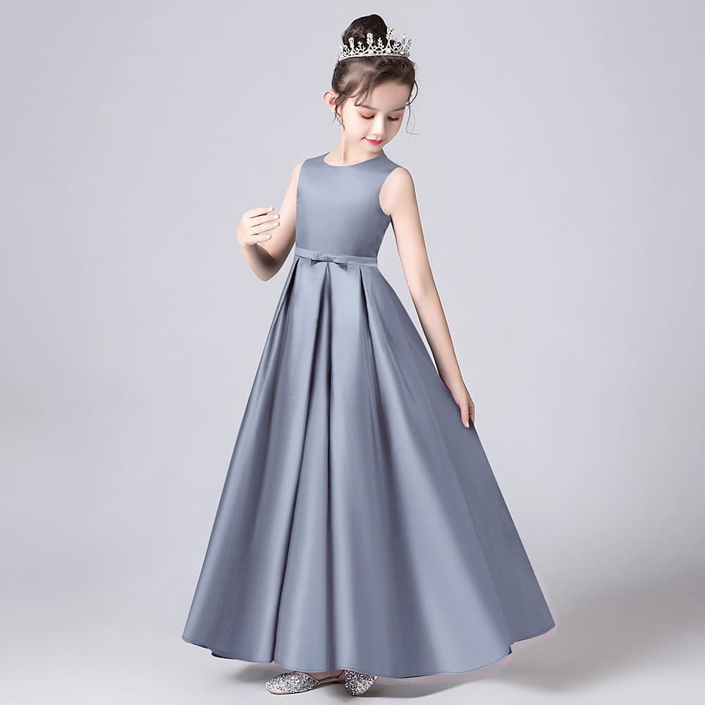 2026 New Satin Children's Piano Performance Dress for Girls Birthday Party, Cross-border E-commerce