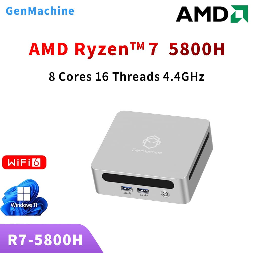 JixieJun Mini PC Ryzen R7-5800H Gaming LOL Business Office Design MINI PC