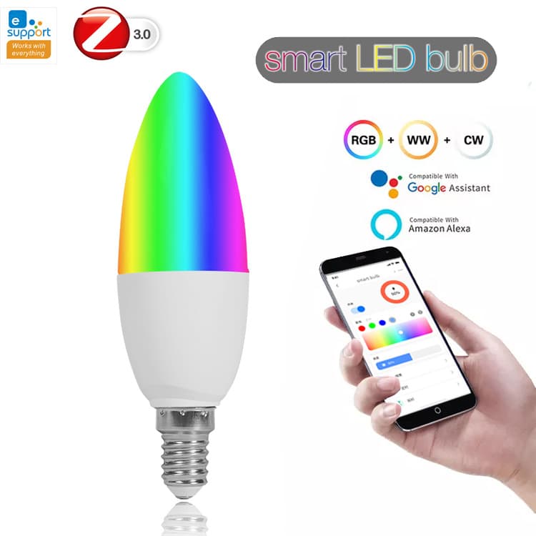 Easyweili Zigbee RGB Colorful Smart Candle Lamp Smart Bulb Cup Lamp Alexa/Google Voice Control LED Candle