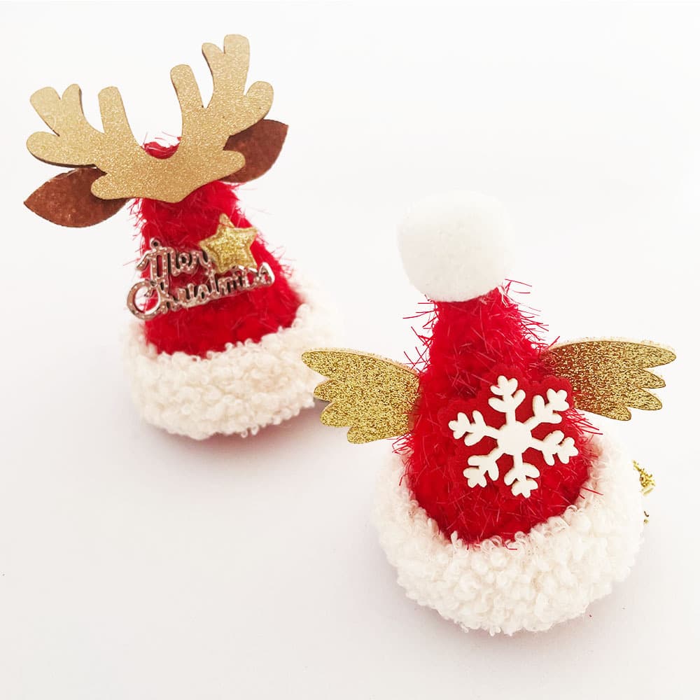 Christmas Mini Hat Hair Clip Cute Reindeer Snowflake Antler Kids Hair Accessory Christmas Holiday Costume Hairpin