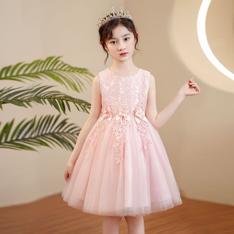 Girls Summer Dress Flower Girl Gown Children Performance Tutu Skirt Kids Birthday Princess Dress