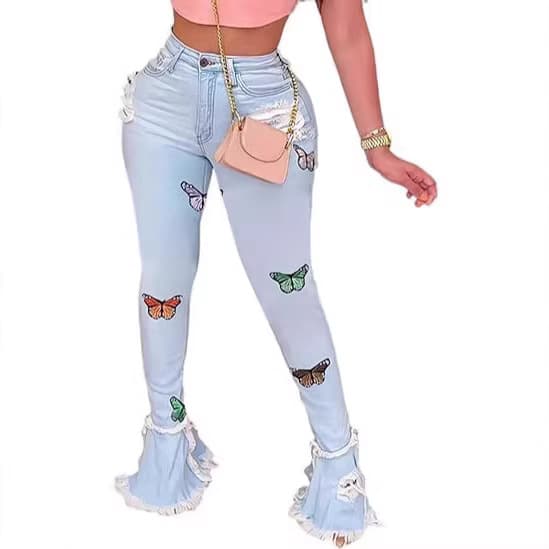 European and American 2025 new products Amazon cross-border foreign trade summer casual slimming jeans for women slim-fitting butt-lifting trousers for women