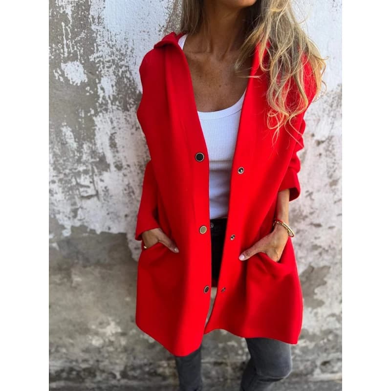 2024 Amazon AliExpress Independent Site - Autumn/Winter Solid Color Casual Single-Breasted Hooded Jacket