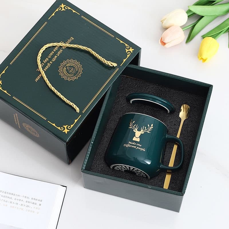 Factory Straight Hair Ceramic Mug Gift Box Bear Towel Cup Ceramic Cup Wedding Accompanying Gift Event Gift