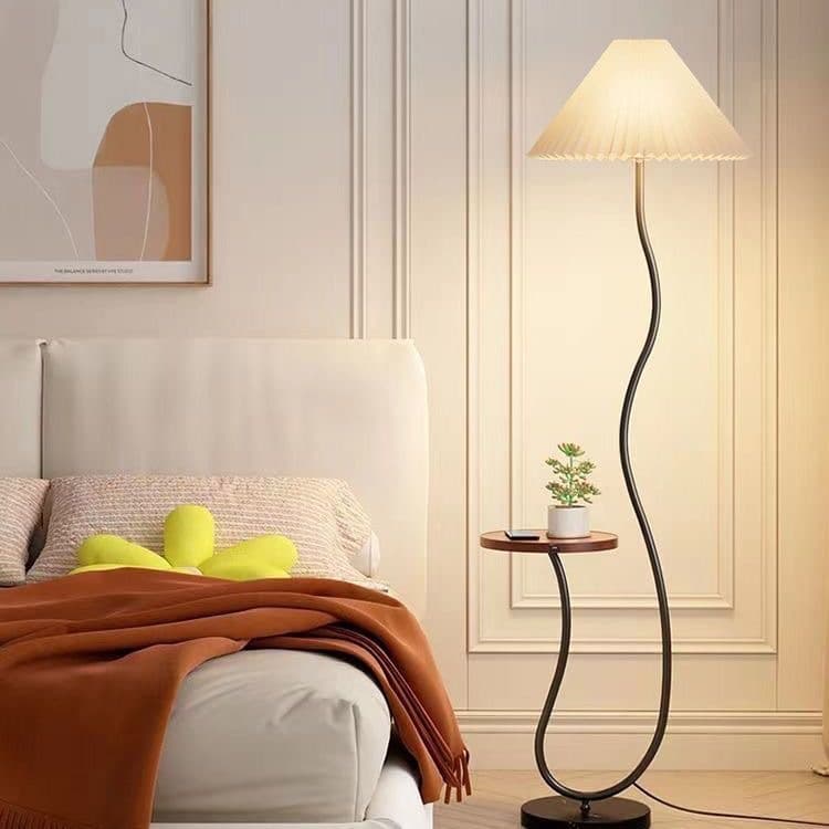 French Cream Style Floor Lamp with Shelf for Living Room, Bedroom Sofa Side, Coffee Table, Artistic Retro Atmosphere Standing Lamp