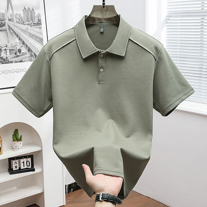 2026 Summer Men's Short Sleeve Polo Shirt, Mid-Age Young Men's Turn-down Collar Versatile Ice Silk Top