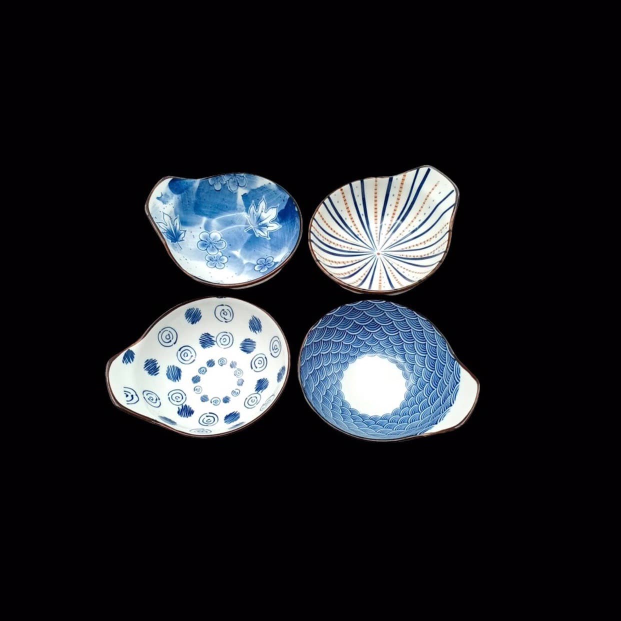 New Chinese Japanese Style Ceramic Tableware with Handle Dipping Dish, Appetizer Cold Dish Plate, Snack Dessert Multi-Purpose Bowl