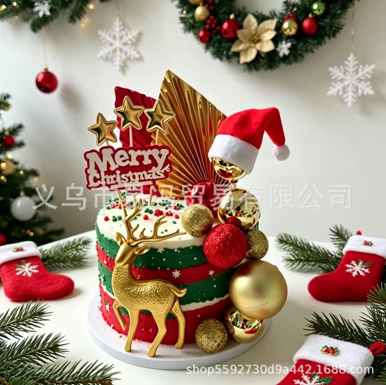 Christmas crystal elk plug-in dropshipping Amazon cross-border new Christmas and Halloween graduation cake decoration