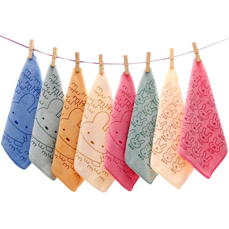 [Factory] Children's Thick Soft Kindergarten Handkerchief, Absorbent Square Towel 25*25cm, Printed Hook, Welfare Giveaway
