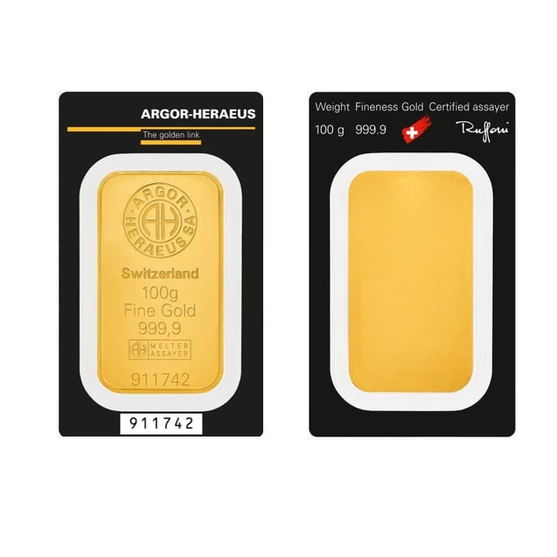 Cross-border ARGOR 100g gold bar simulation Heraeus brass gold-plated gold bar serial number foreign trade commemorative coin