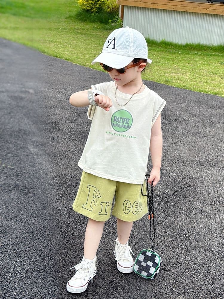Children's clothing boys summer suit 2026 new summer vest boy sports baby boy sleeveless handsome summer style