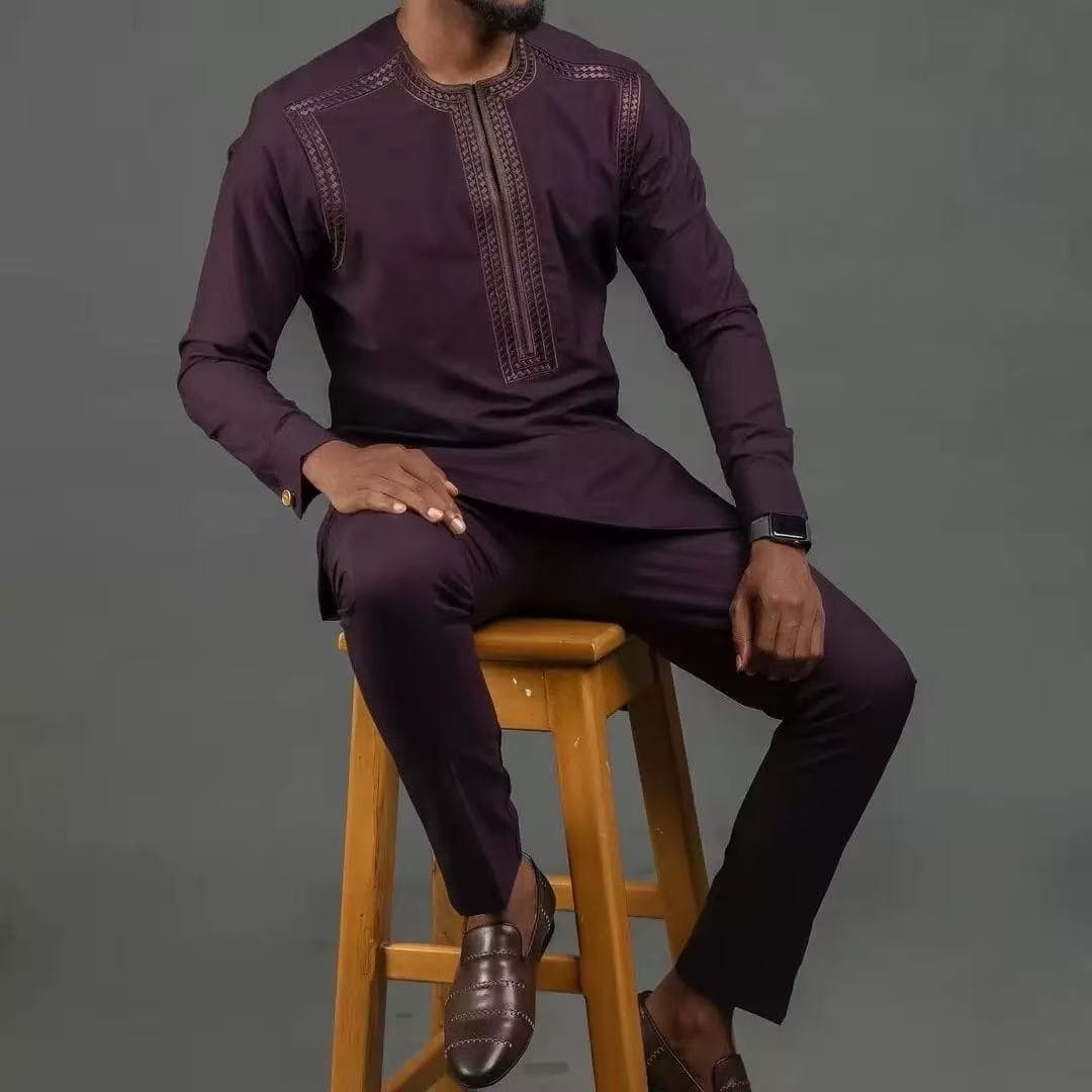 Best-selling New Style Export Cross-border Hot Men's African Men's Suit Digital Print Top and Pants 2-Piece Set S-2XL