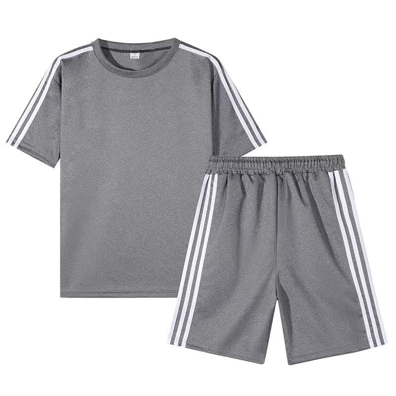 New sports suit three-bar short-sleeved summer thin Korean version trendy loose ins men's shorts casual suit
