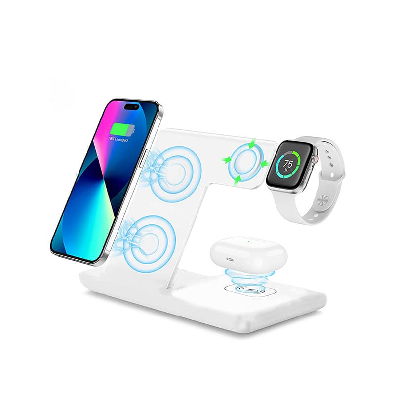 Cross-border 455 3-in-1 Wireless Charger Foldable Stand 15W Fast Charging Compatible with Apple Huawei Watch Phone