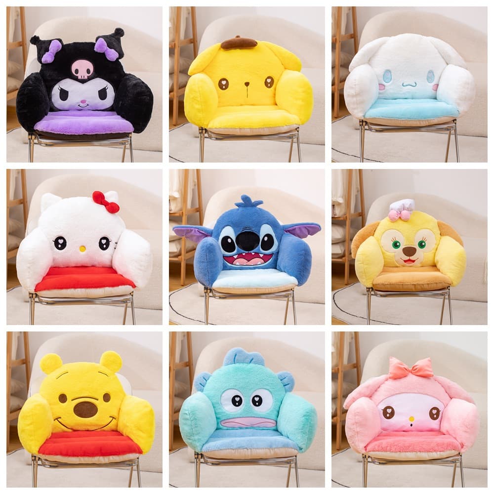 Cartoon Warm Cushion Office Sedentary Seat Cushion Backrest Lumbar Integrated Half Surrounding Cushion Futon Lazy Sofa