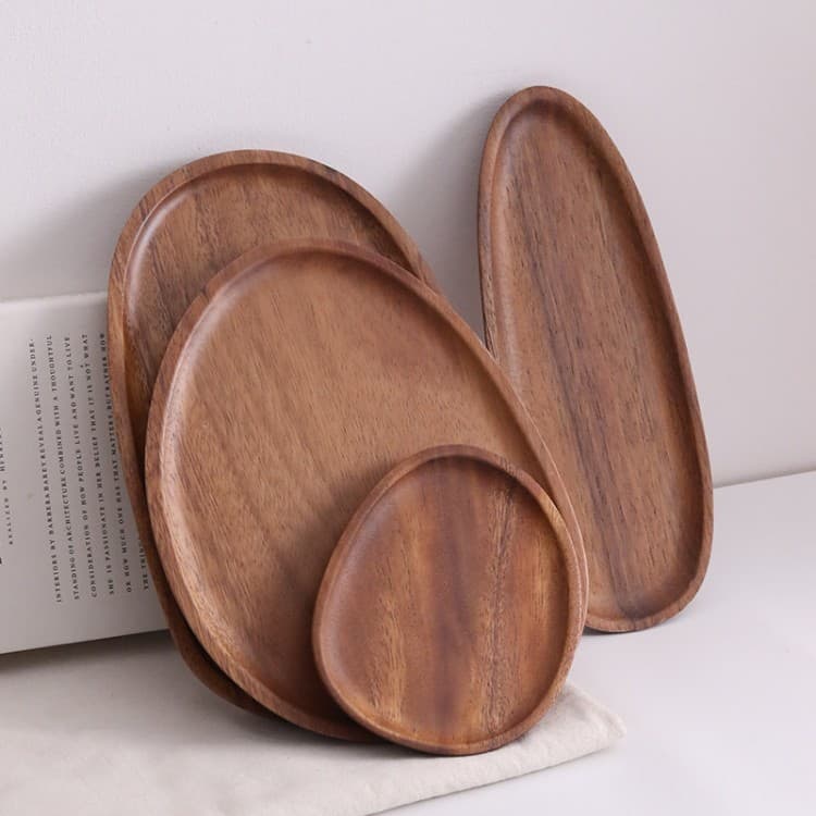 Solid Wood Small Tray Wooden Cup Holder Coaster Walnut Irregular Coffee Plate Nut Snack Plate Wooden Tableware Tray Dish