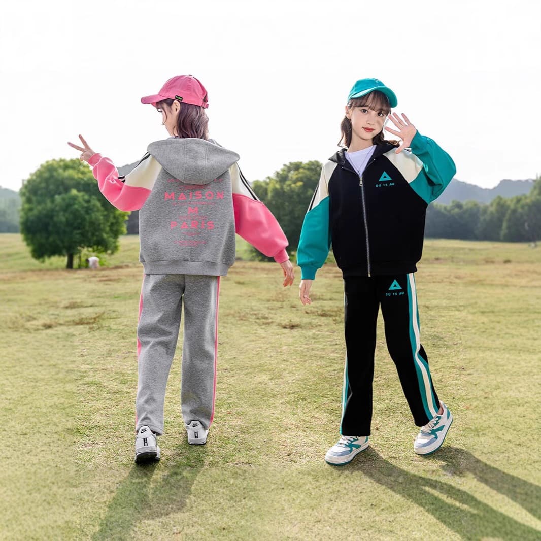 Girls Suits Spring and Autumn 2026 New Fashionable Sports Children's Fashionable Autumn Autumn Casual Hooded Suits for Baby Girls