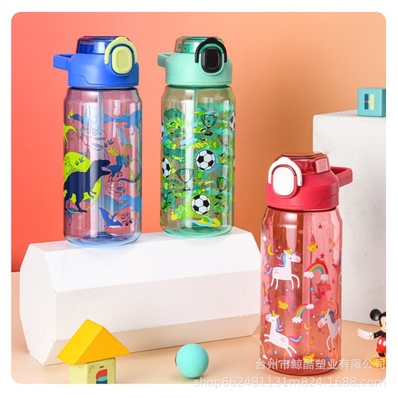 In Stock, Multiple Capacities, Trendy Cartoon Print Student Kids Cup, Portable Outdoor Pop-Up Large Capacity Plastic