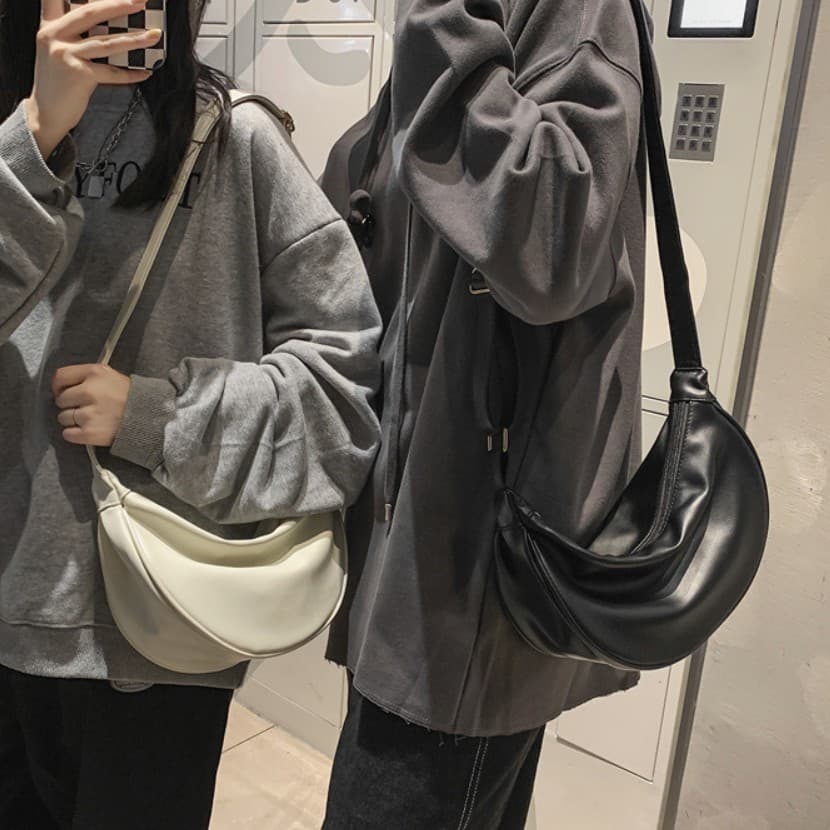 Korean ins bag mini crossbody bag unisex design same style PU textured dumpling bag cos bag drop shipping