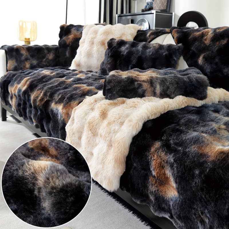 2026 New Cross-border Drop Shipping Soft Plush Modern Gradient Lamb Fur Sofa Cover