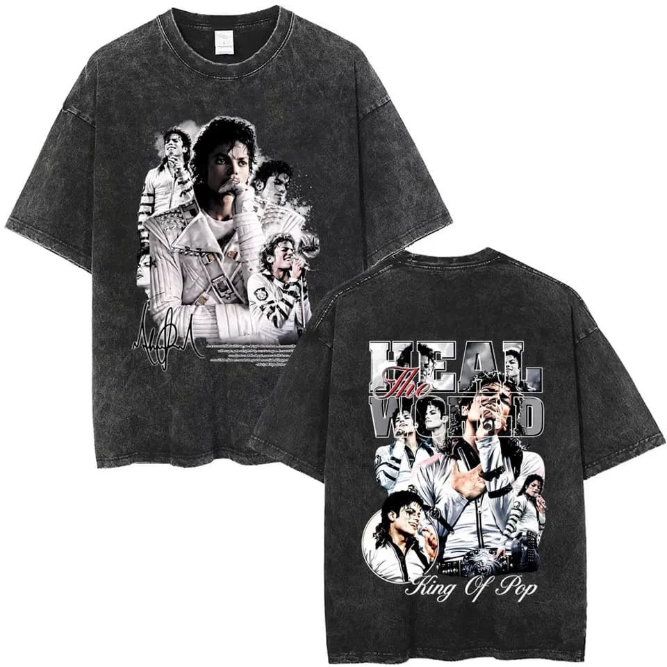 Cotton Short Sleeve T-Shirt Men Jackson King T-Shirt Retro Men's Rock T-Shirt