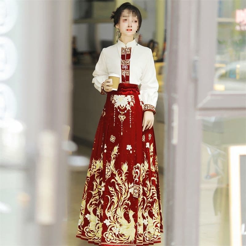 Feng Zhaoyi Original Ming Dynasty Improved Hanfu Women's Autumn Winter New Daily Commute Horse-Face Skirt